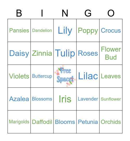 Flower Bingo Card