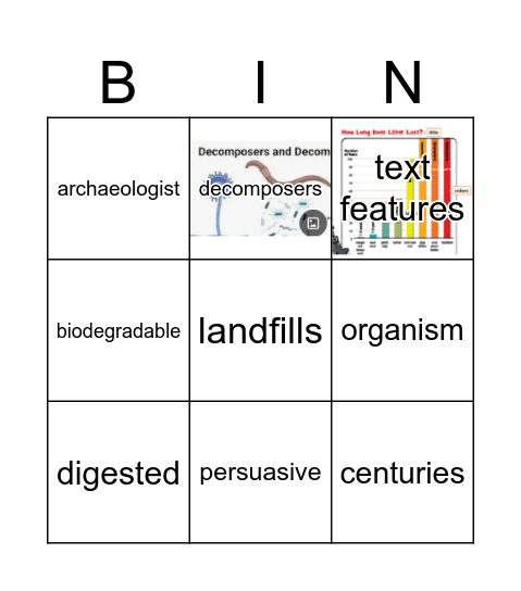GR5 REACH Trash Extra Vocab Bingo Card