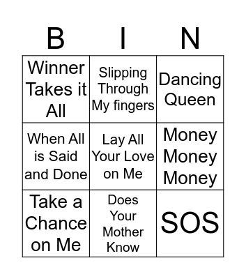 Mamma Mia Bingo Card