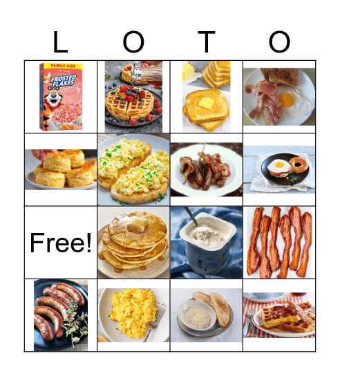 Breakfast foods in Spanish Bingo Card