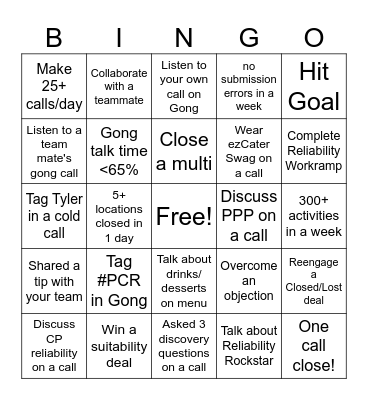 April Sales Bingo! Bingo Card