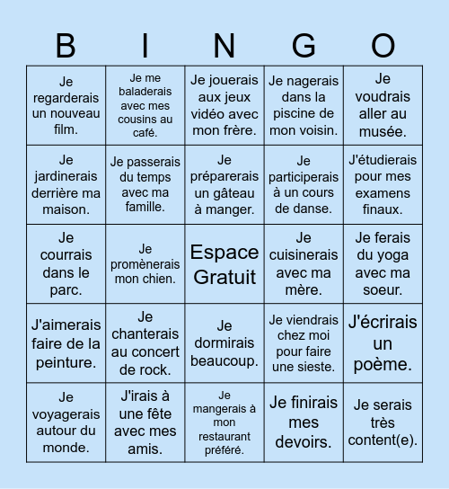 Si j'avais du temps libre... Bingo Card