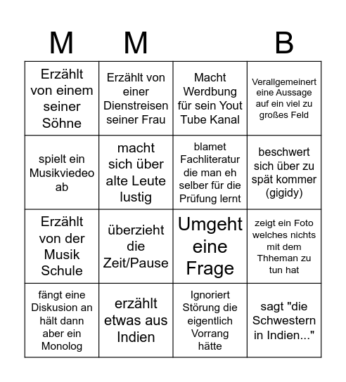 Mistor Micol... Bingo Card