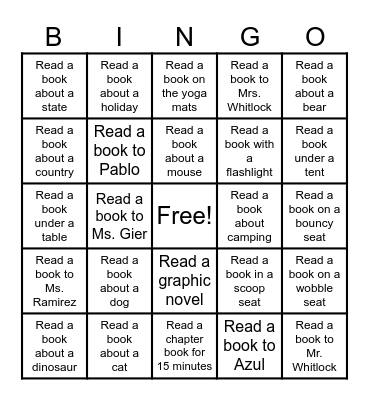 Camp Read a Lot Bingo Card