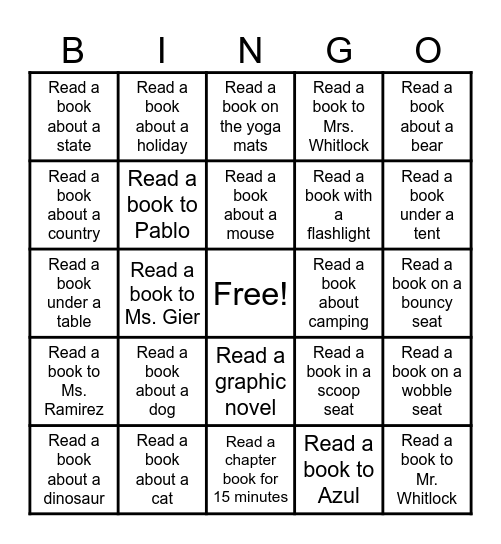 Camp Read a Lot Bingo Card