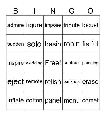 SS2 Level 5 Worksheet 6 Bingo Card