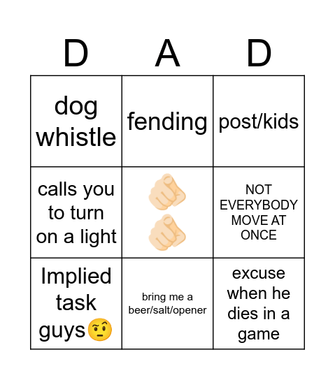 dad bingo 😎 Bingo Card