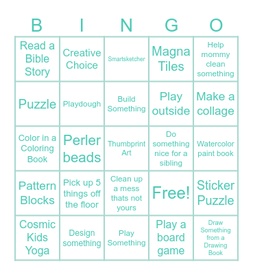 School Day Bingo Card