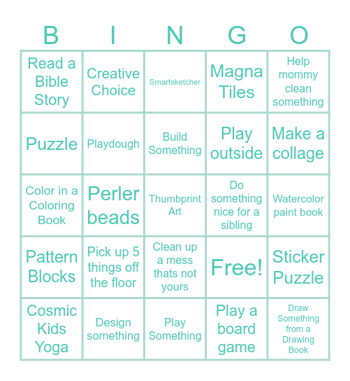 School Day Bingo Card