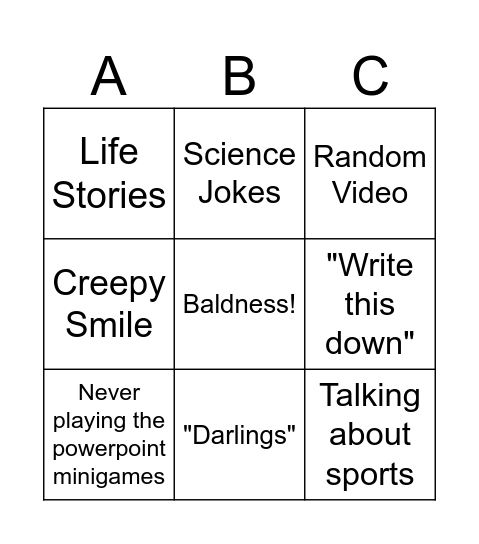 MR SIMON BINGO Card