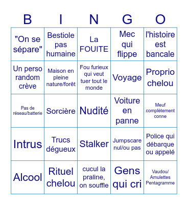 Bingo - Film d'horreur 2 Bingo Card