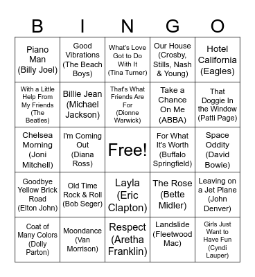 Music Bingo! Bingo Card