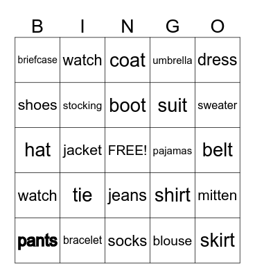 Chapter 8 Vocabulary Bingo Card