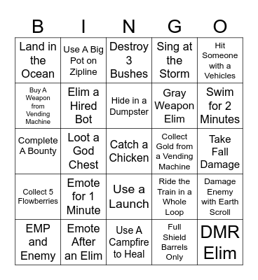 Fortnite Bingo 2 Bingo Card