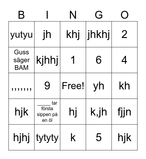 Semester BINGO (Jocke) Bingo Card