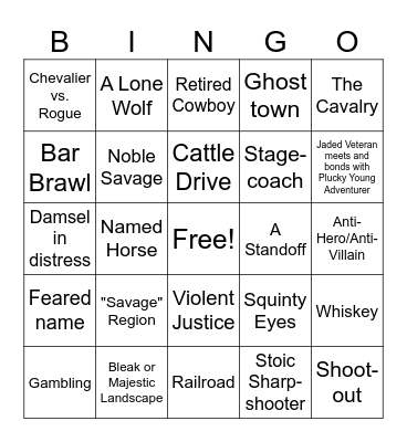 Western Trope Bingo Card