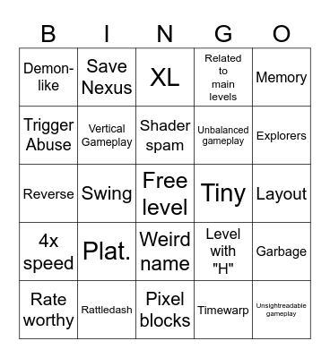 Geometry dash bingo Card