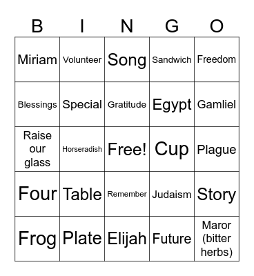 Passover Bingo! Bingo Card