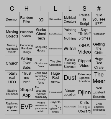 Chills Bingo Card