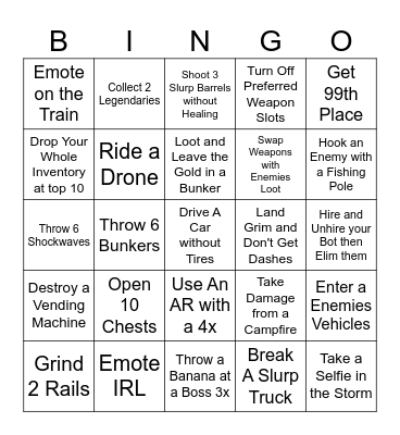 Fortnite Bingo 3 Bingo Card