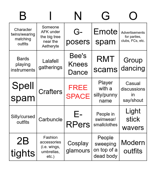 As Seen in Limsa Lominsa Bingo Card