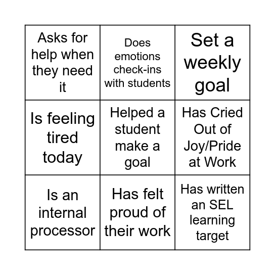 Find someone who... Bingo Card