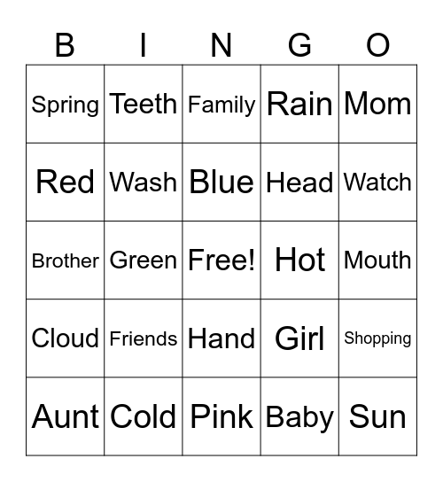 BINGO SPRING SEMESTER Bingo Card