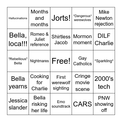 New Moon Bingo Card