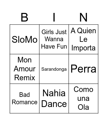 Bingo Travesti Musical Bingo Card