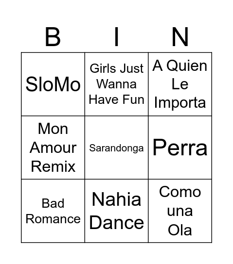 Bingo Travesti Musical Bingo Card