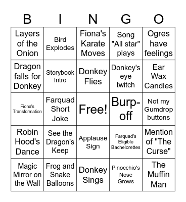 SHREK Bingo Card Bingo Card