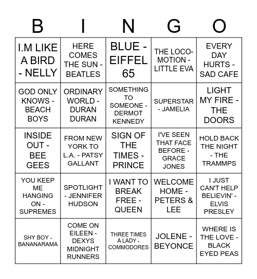 THE BIRD FLANAGAN Bingo Card