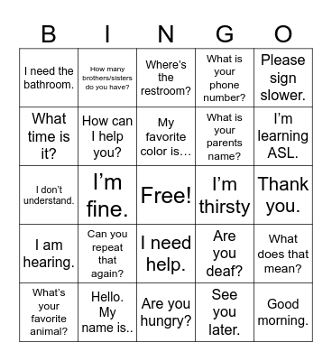 Last Bingo! Bingo Card