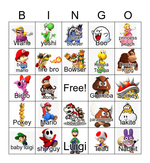 F9 Mario Bingo Card