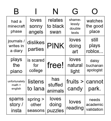 how similar are you to julia Bingo Card