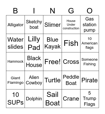 Pontoon Bingo Card