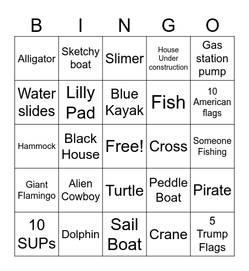 Pontoon Bingo Card