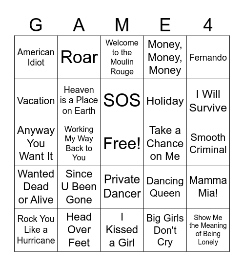 Jukebox Musicals Bingo Card