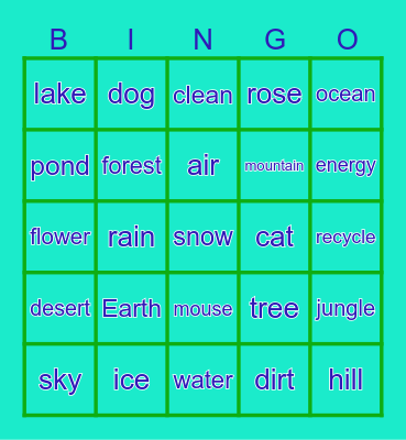 Earth Day Bingo Card