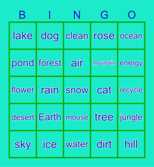 Earth Day Bingo Card