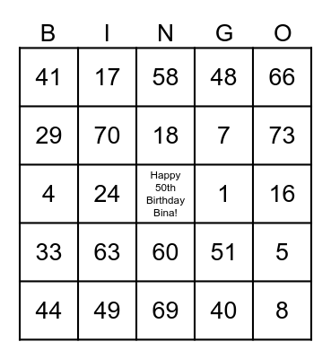 Fun Facts About Bina Bingo Card
