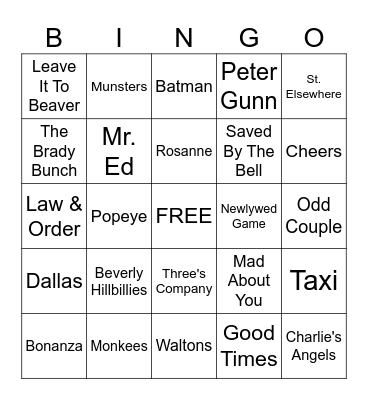 Name That TV Tune! Bingo Card