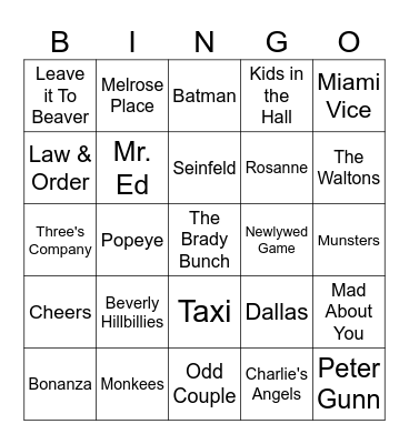 Name That Tv Tune! Bingo Card