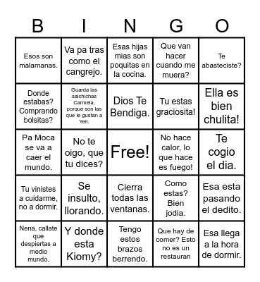 Frases De Mami Bingo Card