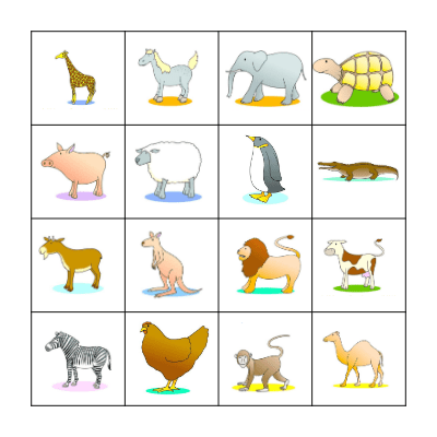ANIMALS BINGO Card