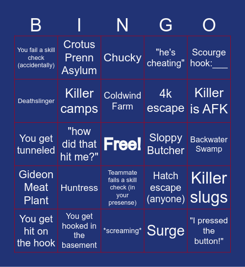 Dead by Daylight Bingo 2.0 Bingo Card