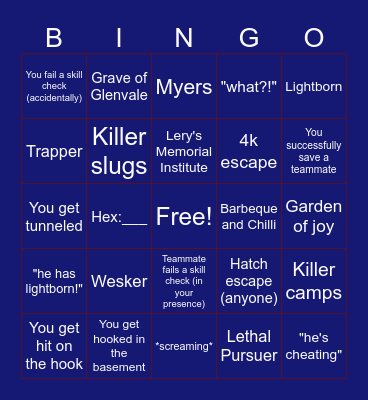 Dead by Daylight Bingo 3.0 Bingo Card
