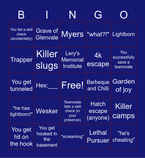 Dead by Daylight Bingo 3.0 Bingo Card