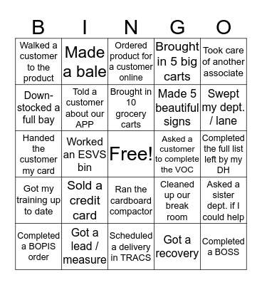 Win lunch with a manager!! Bingo Card