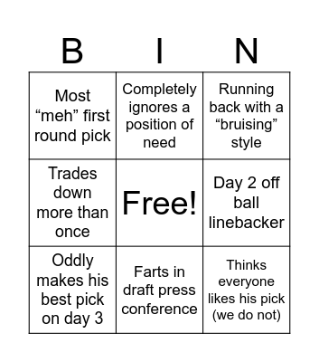 Baalke Bingo Card